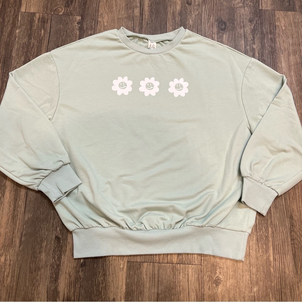 Girls Mint Sweatshirt Top Pull On Size 10/12